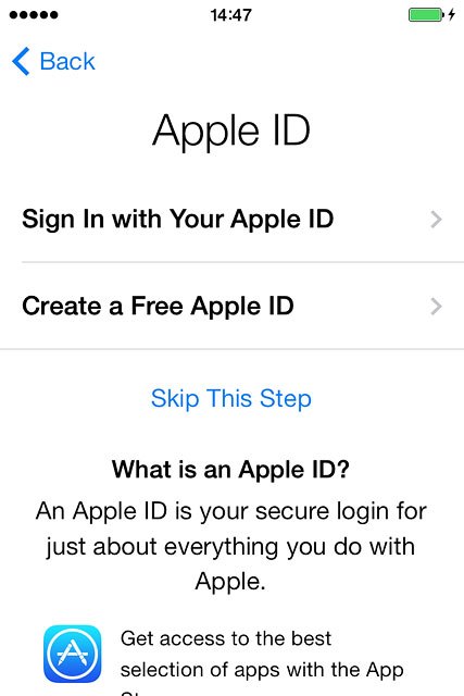 To activate your phone without an Apple ID:Press Skip This Step.