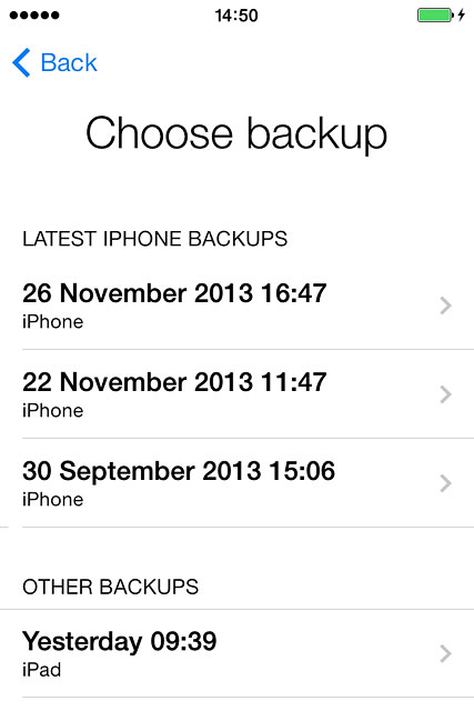 Press the required backup.Your phone restores the contents of the selected backup.Follow the instructions on the display to activate your phone.
