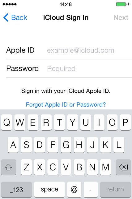Press Apple ID and key in the username for your Apple ID.