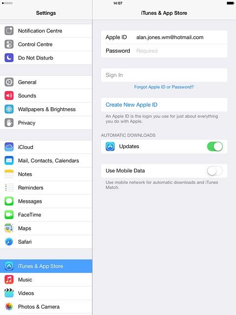 Press Password and key in the password for your Apple ID.