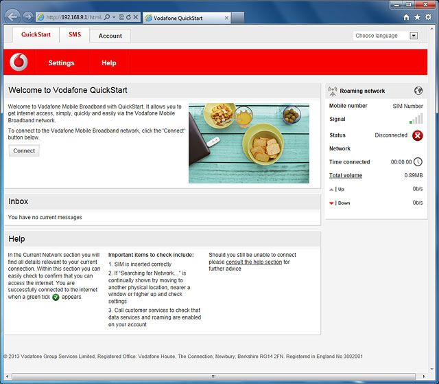 Open a browser.Key in vodafonemobile.api in the address bar and press Enter.Click SMS.