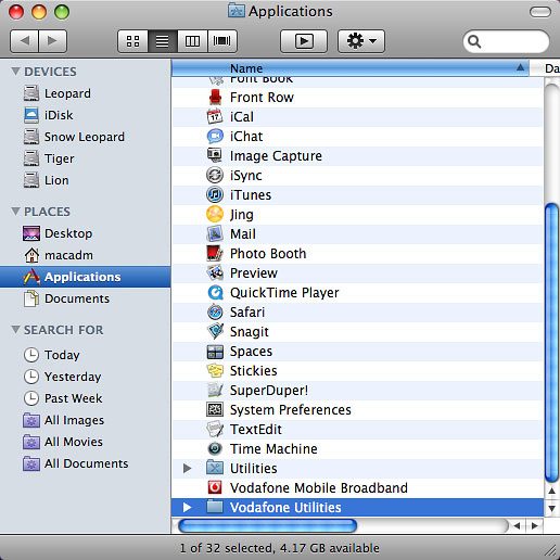 Double-click Vodafone Utilities.