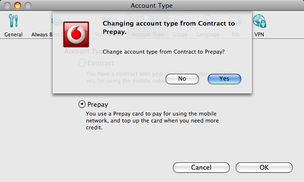 Click Yes.The USB modem application is restarted.