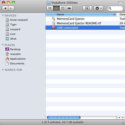 Double-click VMB Uninstaller.