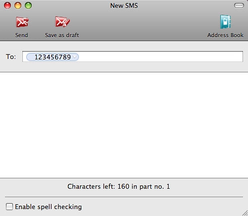 Click the text input field and write the text message.