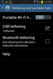 Press USB tethering until the function is turned on.