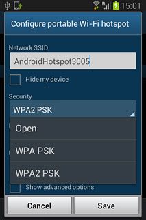 If you don't want to password protect your hotspot:Press Open.