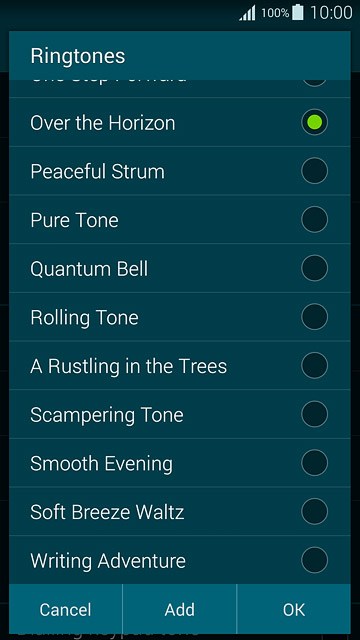 To use one of your phone's default ring tones:Press the different ring tones to listen to them.
