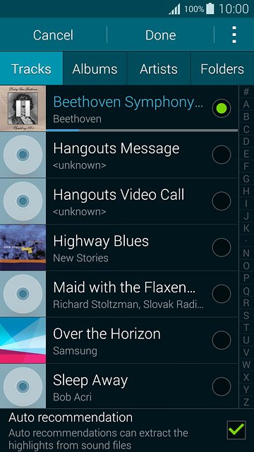 Once you've found a ring tone you like, press Done.