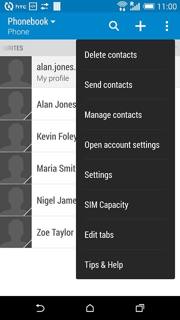 Press Manage contacts.