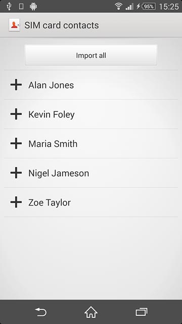 Press Import all.After a moment the contacts are copied.