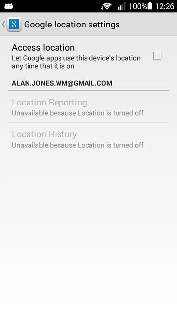 Press Access location to turn the function on or off.