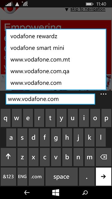 Key in the address of the required web page and press arrow right.