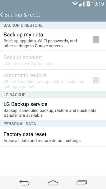 Press Factory data reset.