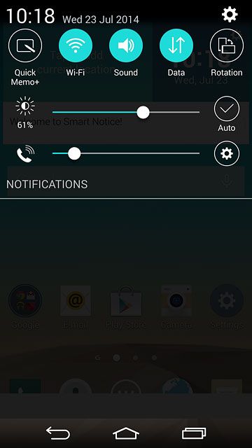 Slide your finger down the display starting from the top edge of your phone.Press the settings icon.