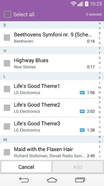 Press the required audio files.