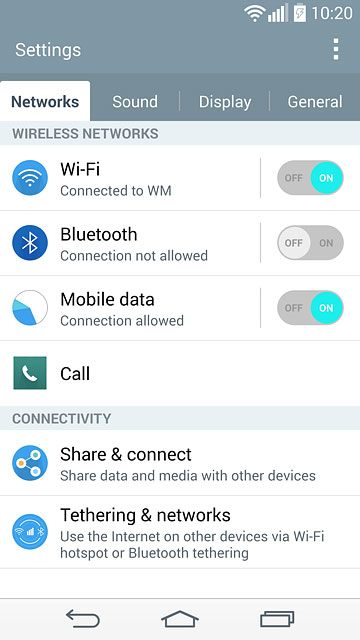 Press Tethering & networks.