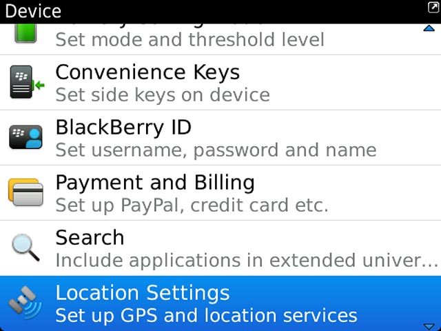 Press Location Settings.