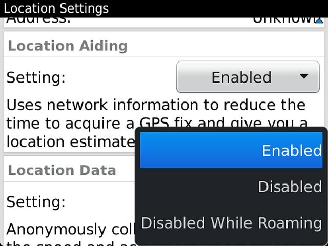 Press Enabled, Disabled or Disabled While Roaming.