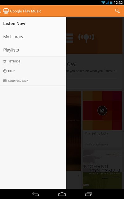 Slide your finger right on the display starting from the left side of the display.Press My Library.