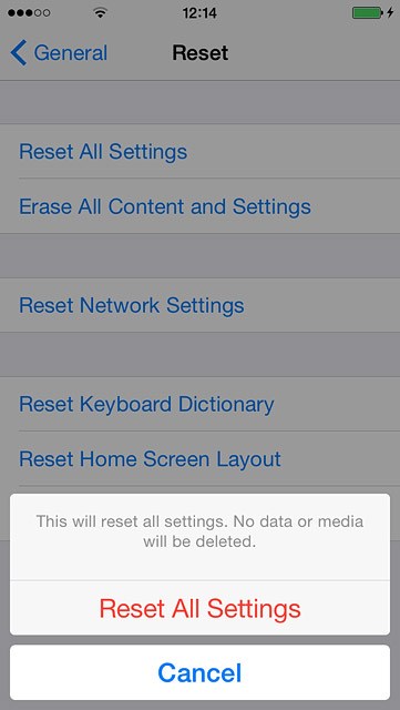 Press Reset All Settings.