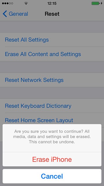 Press Erase iPhone to confirm.