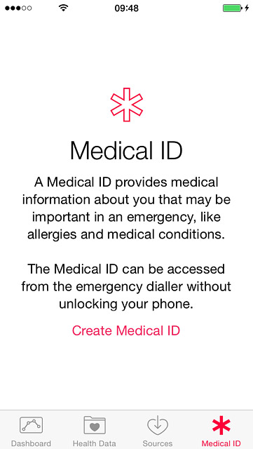 Press Create Medical ID.