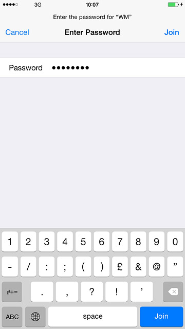Follow the instructions on the display to key in security settings and press Join.