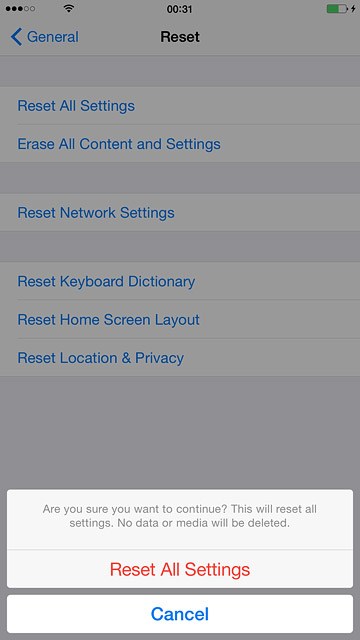 Press Reset All Settings.Your phone is restarted.