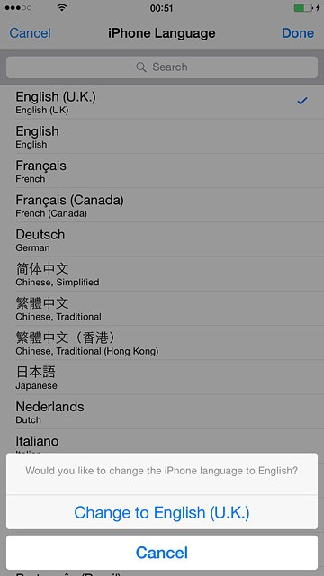 Press Change to ‹language›.