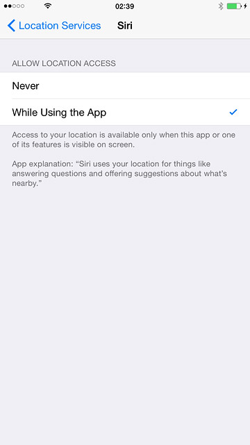 Press the required setting.