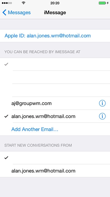Press Messages to go back to the settings.