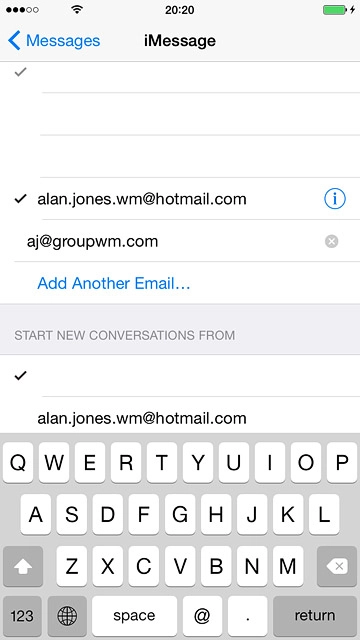 Key in the required email address and press return.