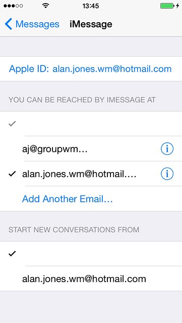 Press Messages to go back to the settings.