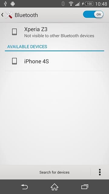 Make sure the other device is turned on and is ready to connect via Bluetooth.Your phone now searches for devices and after a moment, a list of Bluetooth devices within range is displayed.Press the required Bluetooth device.Follow the instructions on the display to pair the Bluetooth device with your phone.The new device is displayed on the list of paired devices.