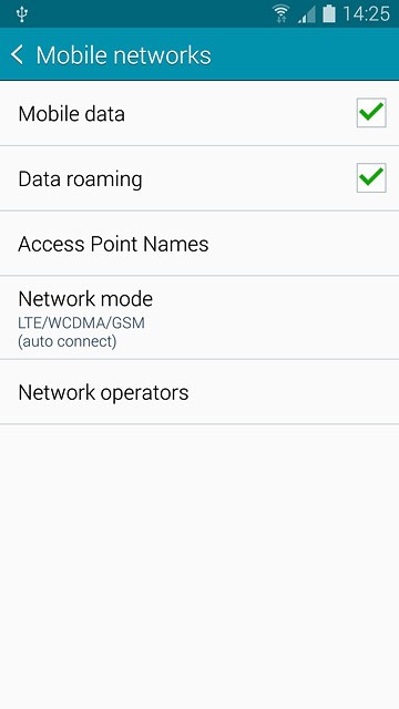 Press Data roaming to turn the function on or off.