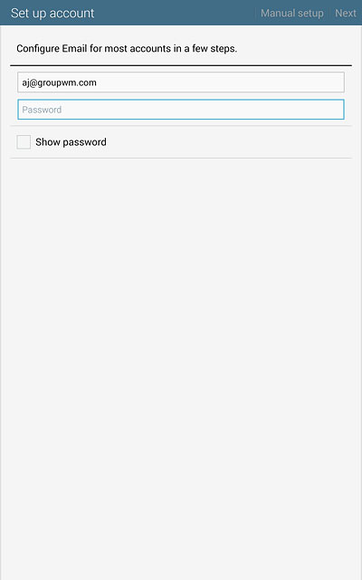 Press Password and key in the password for your email account.