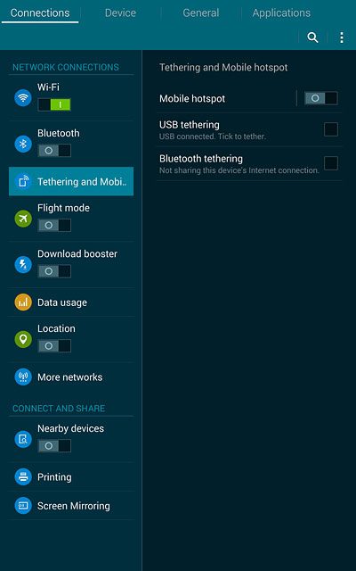Press Tethering and Mobile hotspot.