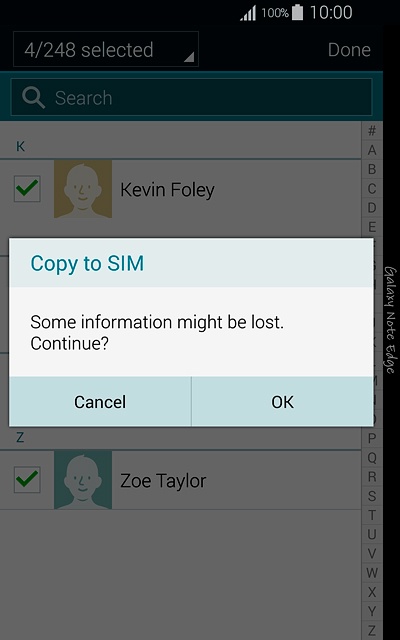 Press OK to confirm.