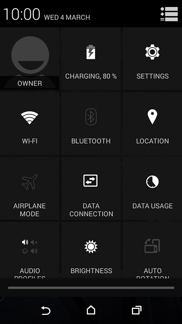 Slide two fingers down the display starting from the top edge of your phone.Press SETTINGS.