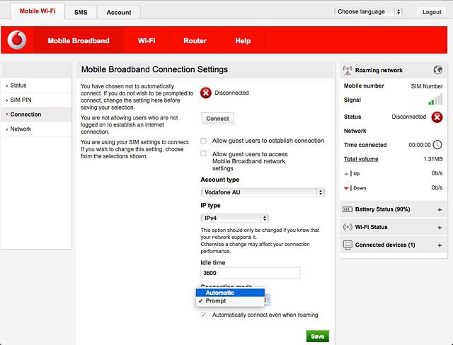 To turn on automatic connection:Highlight Automatic.
