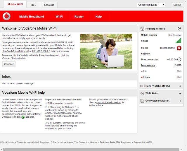 Click Connect.A connection to the internet is established.