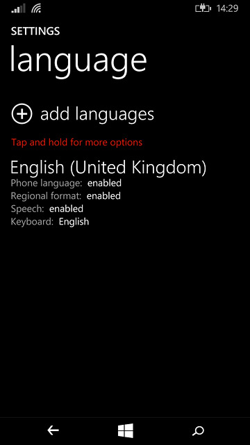 If the language isn't displayed on the list of languages:Press add languages.