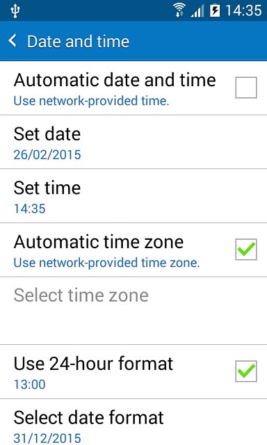 Press Automatic time zone until the function is turned on.