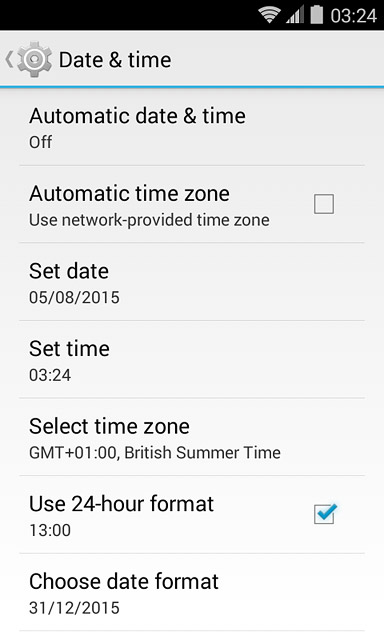 Press Automatic date & time.