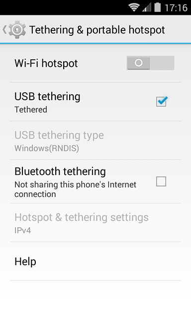 Press USB tethering until the function is turned on.