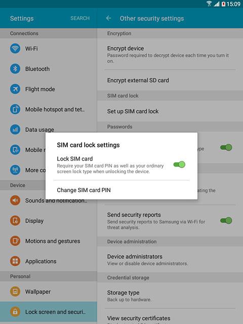 Press Lock SIM card to turn the function on or off.