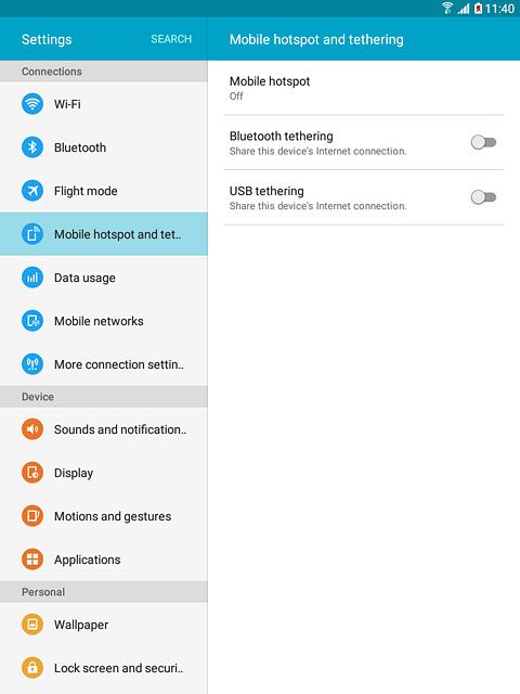 Press Mobile hotspot.