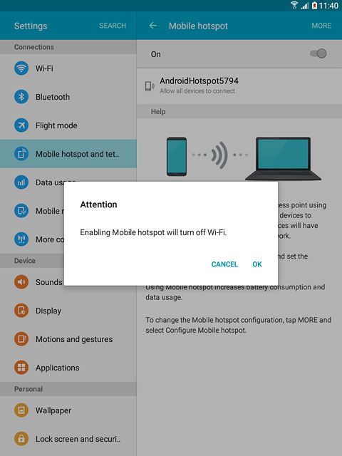 If Wi-Fi is turned on:Press OK to confirm.