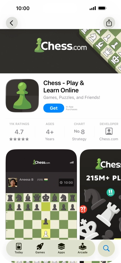 Press Get and follow the instructions on the screen to install the app.